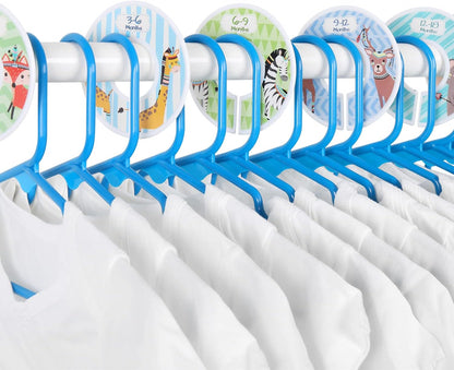 Minnebaby Plastic Baby Hangers 60 Pack, Ultra Thin No Slip Infant Nursery Clothes Hangers with 6 Pcs Cute Clothing Dividers for Boys & Girls Closet Organizer, White Kids Hangers