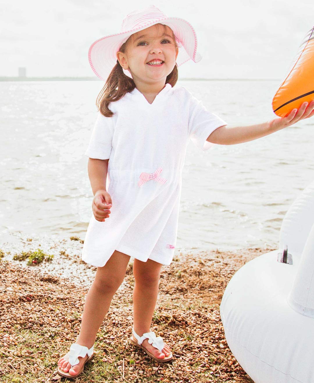 RuffleButts® Baby/Toddler Girls Terry Cloth Hoodie Swim Beach Cover Up Dress