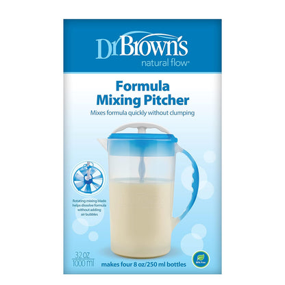 Dr. Brown's Baby Formula Mixing Pitcher with Adjustable Stopper, Locking Lid, & No Drip Spout, 32oz, BPA Free, Black