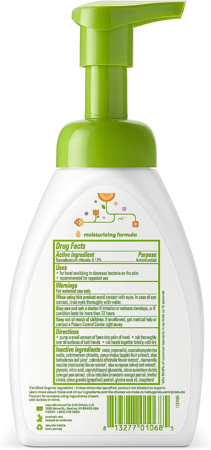 Babyganics Foaming Pump Hand Sanitizer, Alcohol Free, Fragrance Free, Kills 99.9% of Common Bacteria, Moisturizing, 8.45 Fl Oz (Pack of 3)