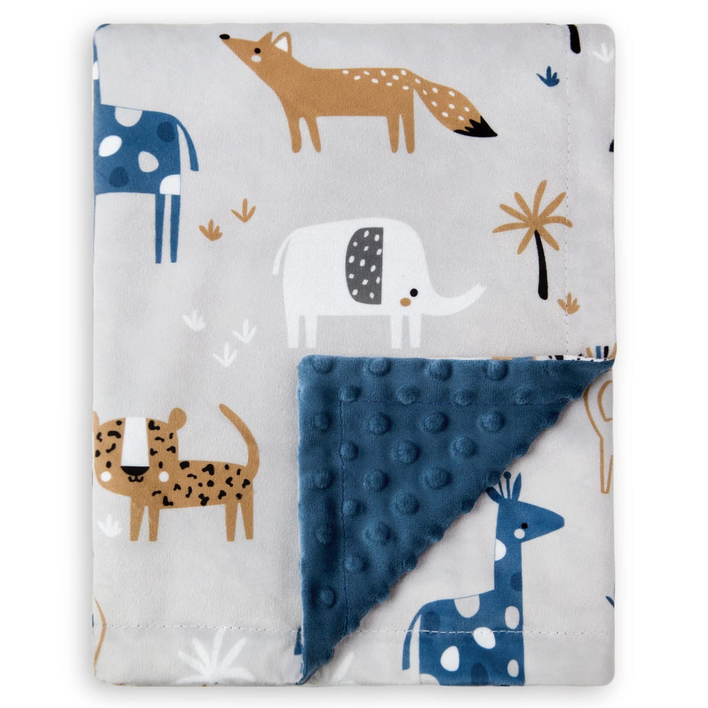 BORITAR Unisex Baby Blanket for Boys Girls Super Soft Minky with Double Layer Dotted Backing, Printed Snow Mountain Animals Nursery Bed Blankets for Stroller Crib Shower Gifts 30 x 40 Inch(75x100cm)