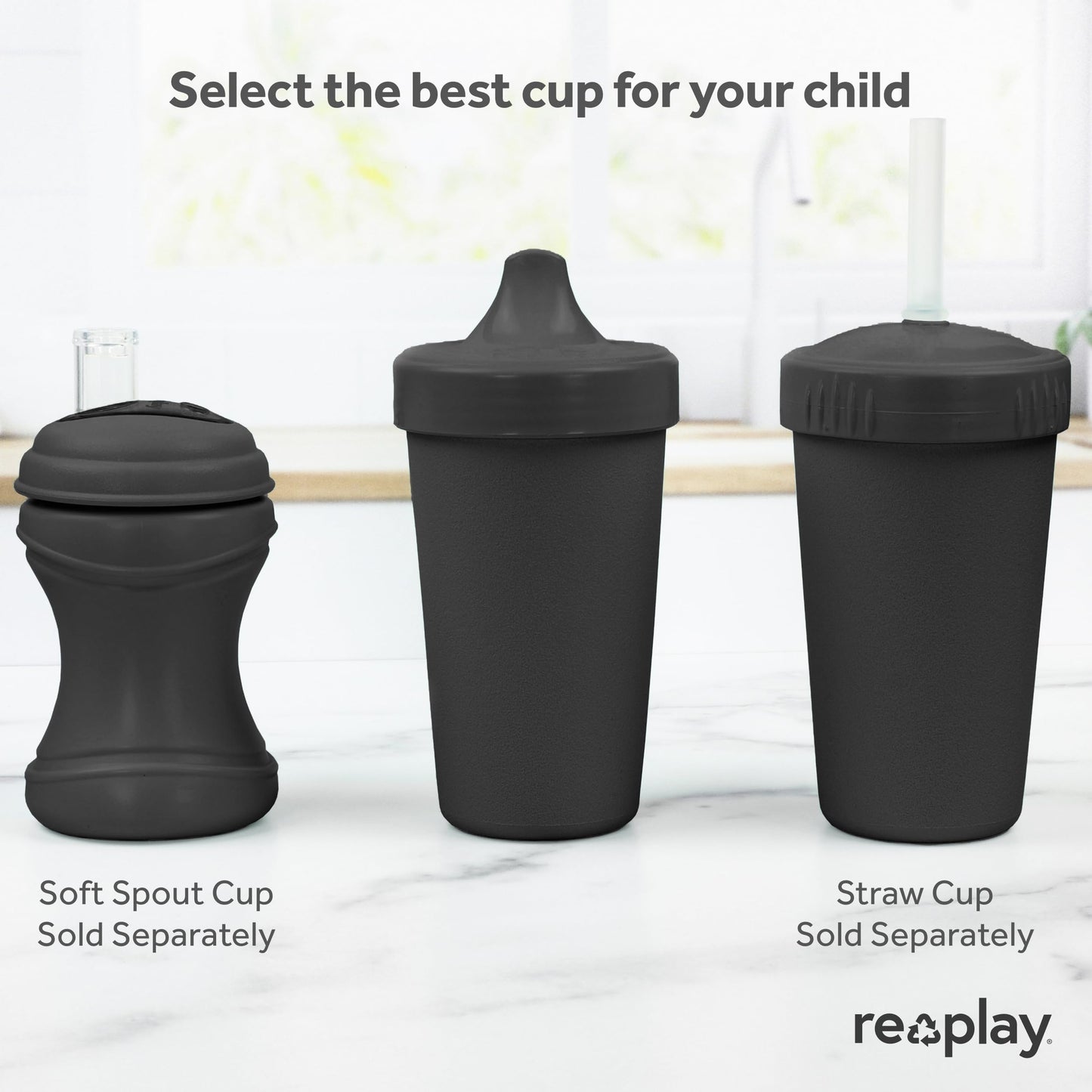 Re Play Made in USA 10 Oz. Sippy Cups for Toddlers (4-pack) Spill Proof Sippy Cup for 1+ Year Old - Dishwasher/Microwave Safe - Hard Spout Kids Cups with Lid 3.13" x 6.25" (Modern Mint)