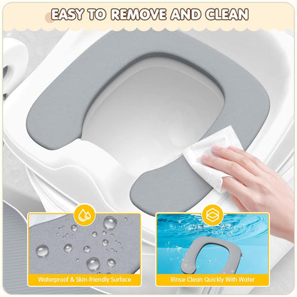 Gimars Upgrade Ultra-Stable 2 In 1 Multifunctional Toddler Potty Seat For Toilet with Setp Stool, Potty Traning Toilet For Boys Girls With Widened Ladder,Comfortable Safe Potty Seat With Handrail,Grey
