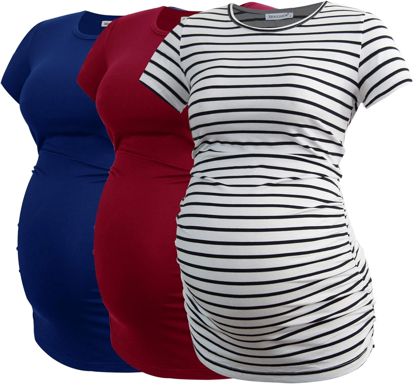 Smallshow Women's Maternity Tops Side Ruched Tunic T-Shirt Pregnancy Clothes