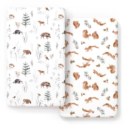 Stretch Ultra Soft Jersey Knit Fitted Crib Sheets Set 2 Pack，Fit All Standard Crib Mattress Pads Safe and Snug, Crib Fitted Sheet for Baby, Stylish African Savannah Animals Pattern
