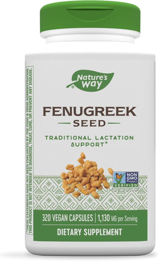 Nature's Way Fenugreek Seed, Traditional Lactation Supplement for Breastfeeding Support*, 1,130 mg, 320 Vegan Capsules
