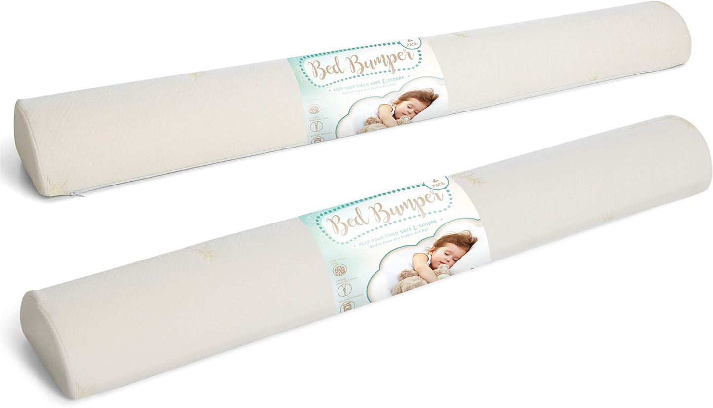 Milliard Bed Bumper (2 Pack) Toddler Foam Bed Rail with Bamboo Washable Cover and Non-Slip Hypoallergenic Water Resistant , Kids, Adults and Seniors