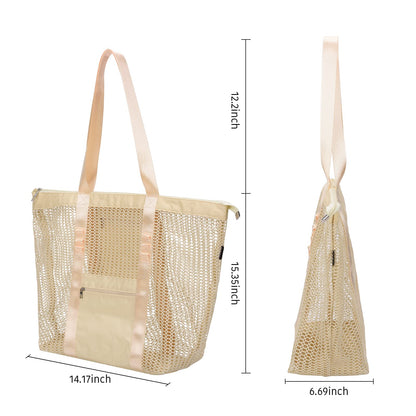 Tainehs Mesh Beach Tote Bag for Women 2024 Upgrade Waterproof Pool Bag for Beach Vacation Swimming Family Travel Essentials