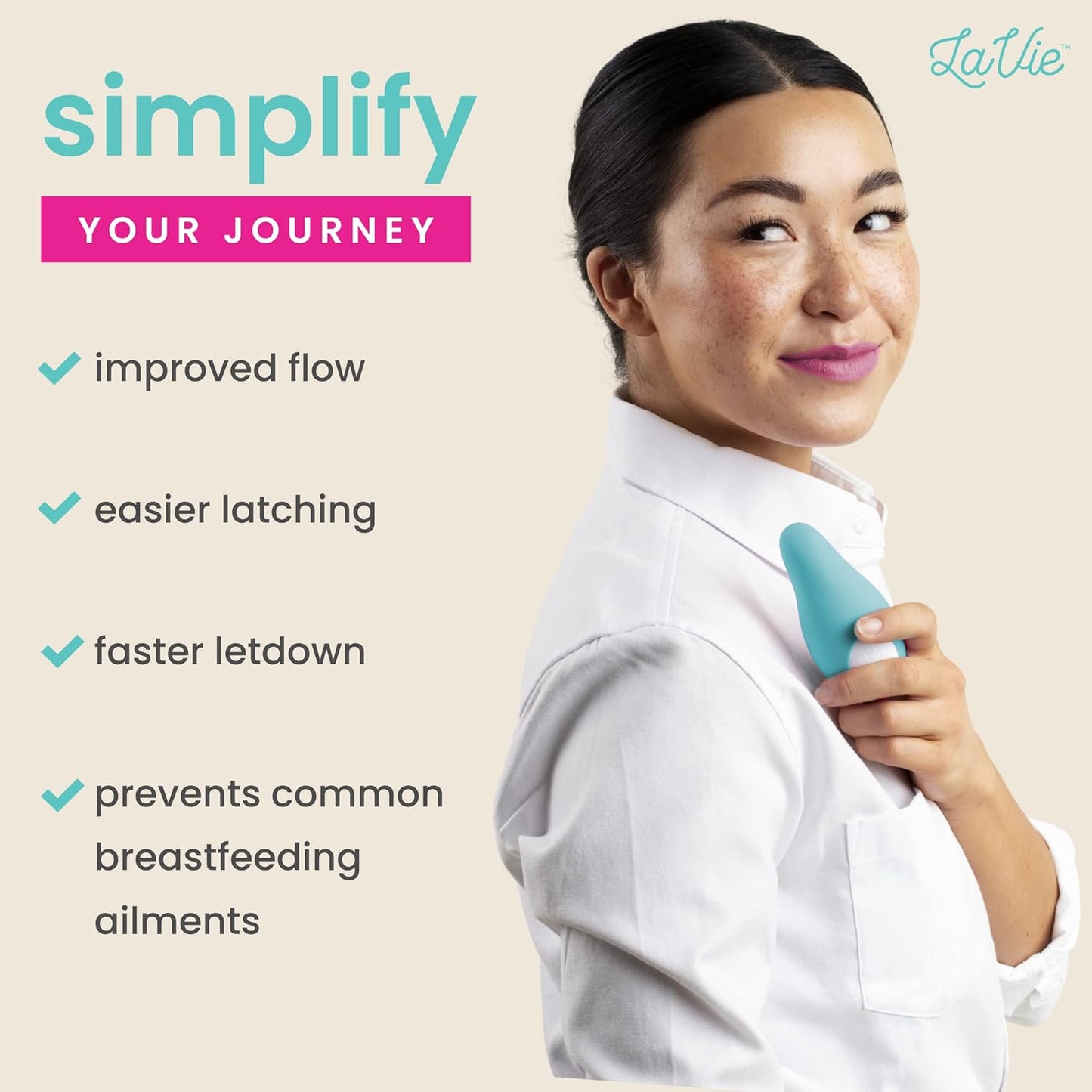 LaVie The Original Lactation Massager for Breastfeeding, Nursing, Pumping, Better Milk Flow, Reduced Discomfort (Teal)
