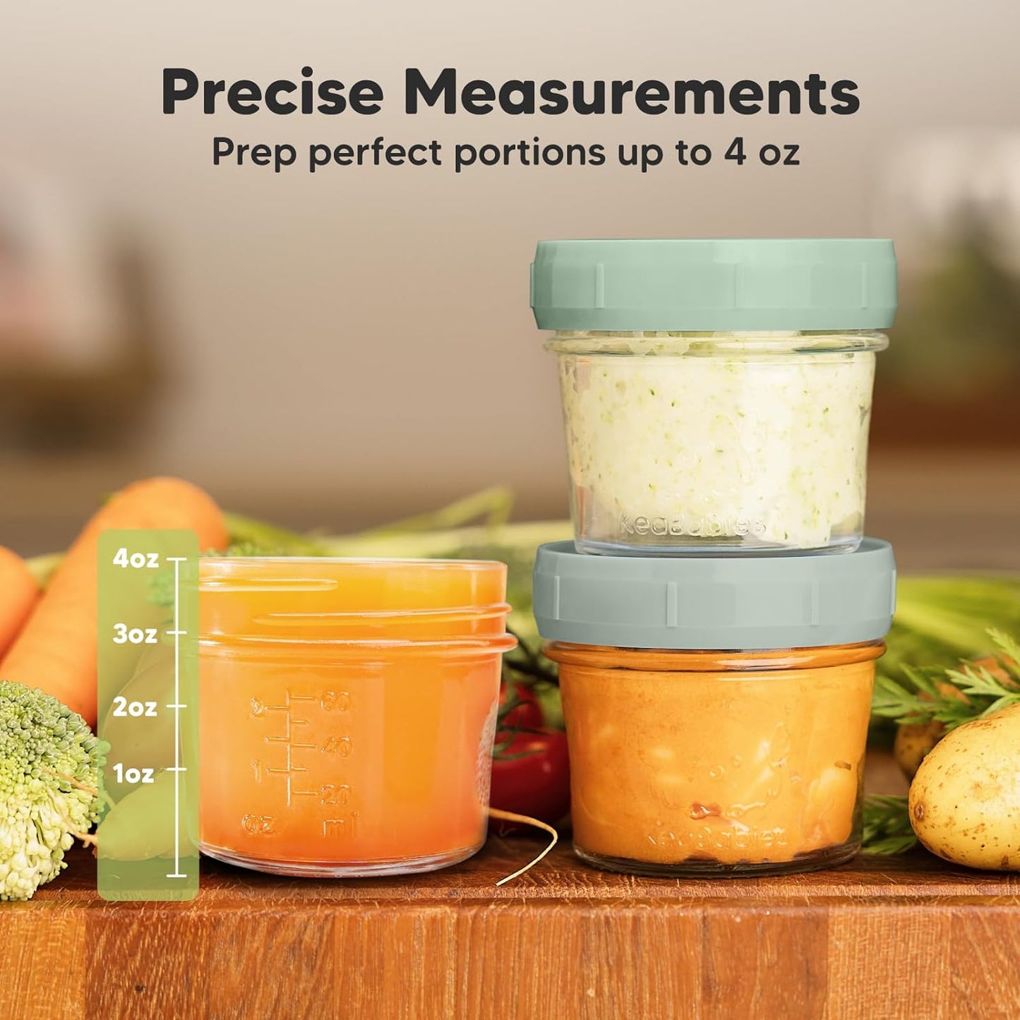 KeaBabies 12-Pack Glass Baby Food Containers- 4 oz Leak-Proof, Microwavable Baby Food Storage Containers, Baby Food Freezer Tray,Puree Glass Baby Food Jars,Baby Bullet Jars with Lids (Musk Dusk)