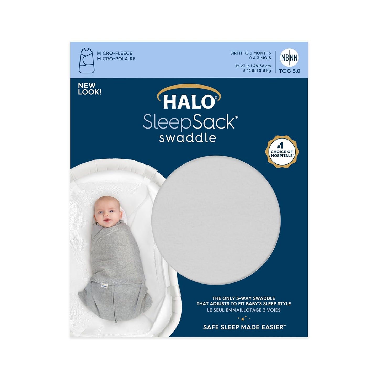 HALO Sleepsack Swaddle, 3-Way Adjustable Wearable Blanket, TOG 3.0, Velboa Plush Dots, Cream, Newborn, 0-3 Months