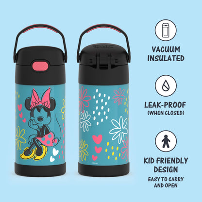 THERMOS FUNTAINER 12 Ounce Stainless Steel Vacuum Insulated Kids Straw Bottle, Bluey
