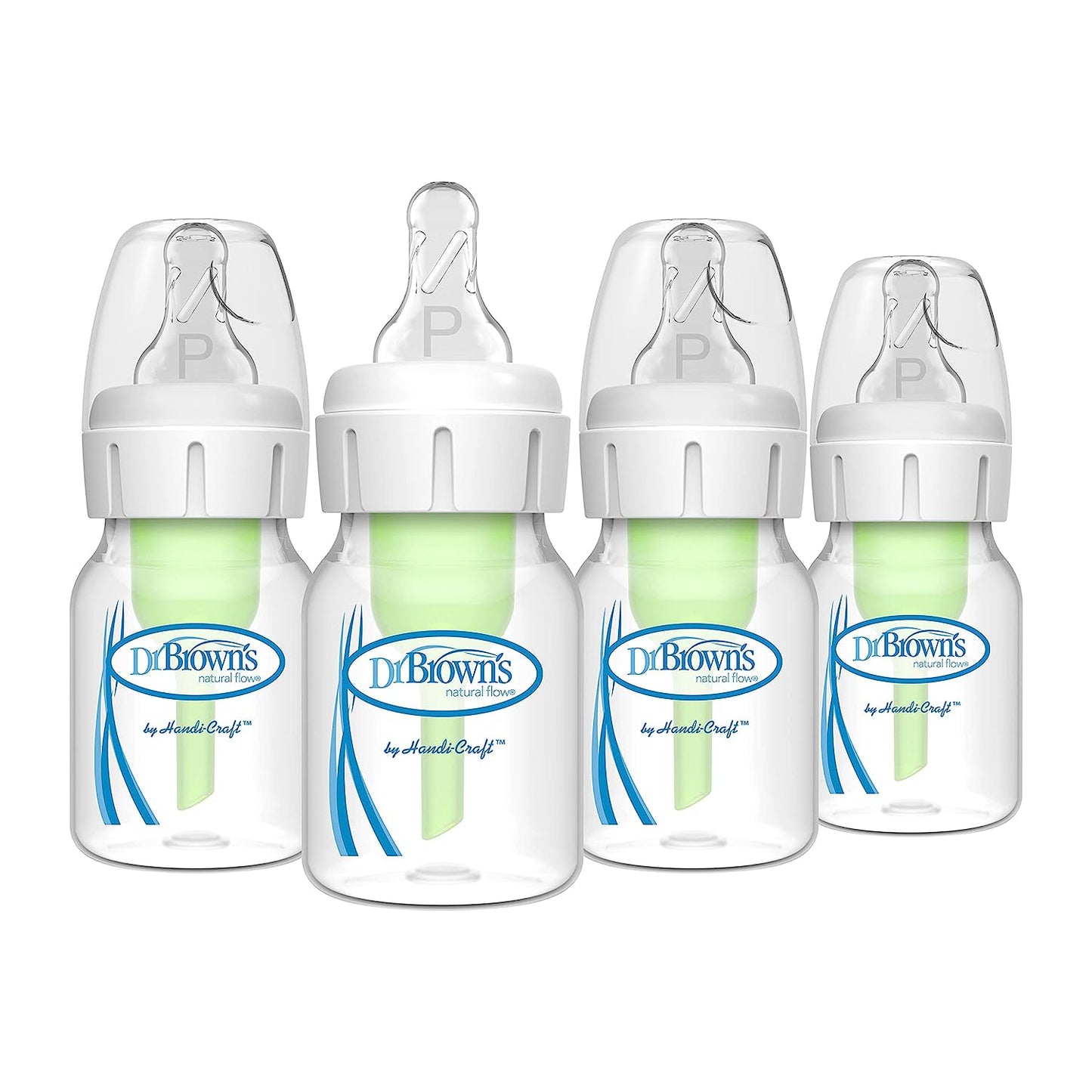 Dr. Brown's Natural Flow® Anti-Colic Options+™ Narrow Baby Bottles 8 oz/250 mL, with Level 1 Slow Flow Nipple, 4 Pack, 0m+