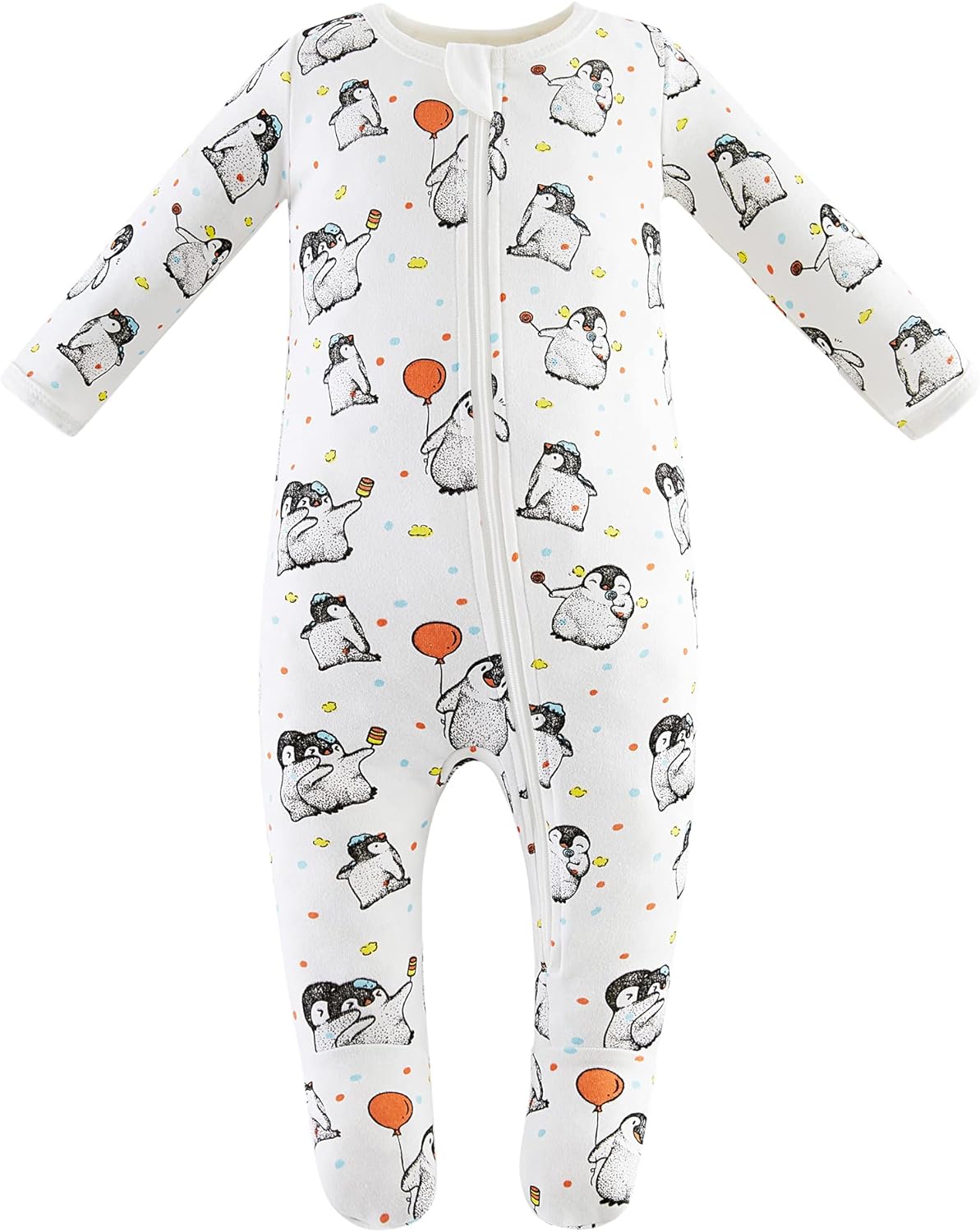 Owlivia Organic Cotton Baby Pajamas, Boys Girls Zip Front Sleep 'N Play, Footed Sleeper, Long Sleeve
