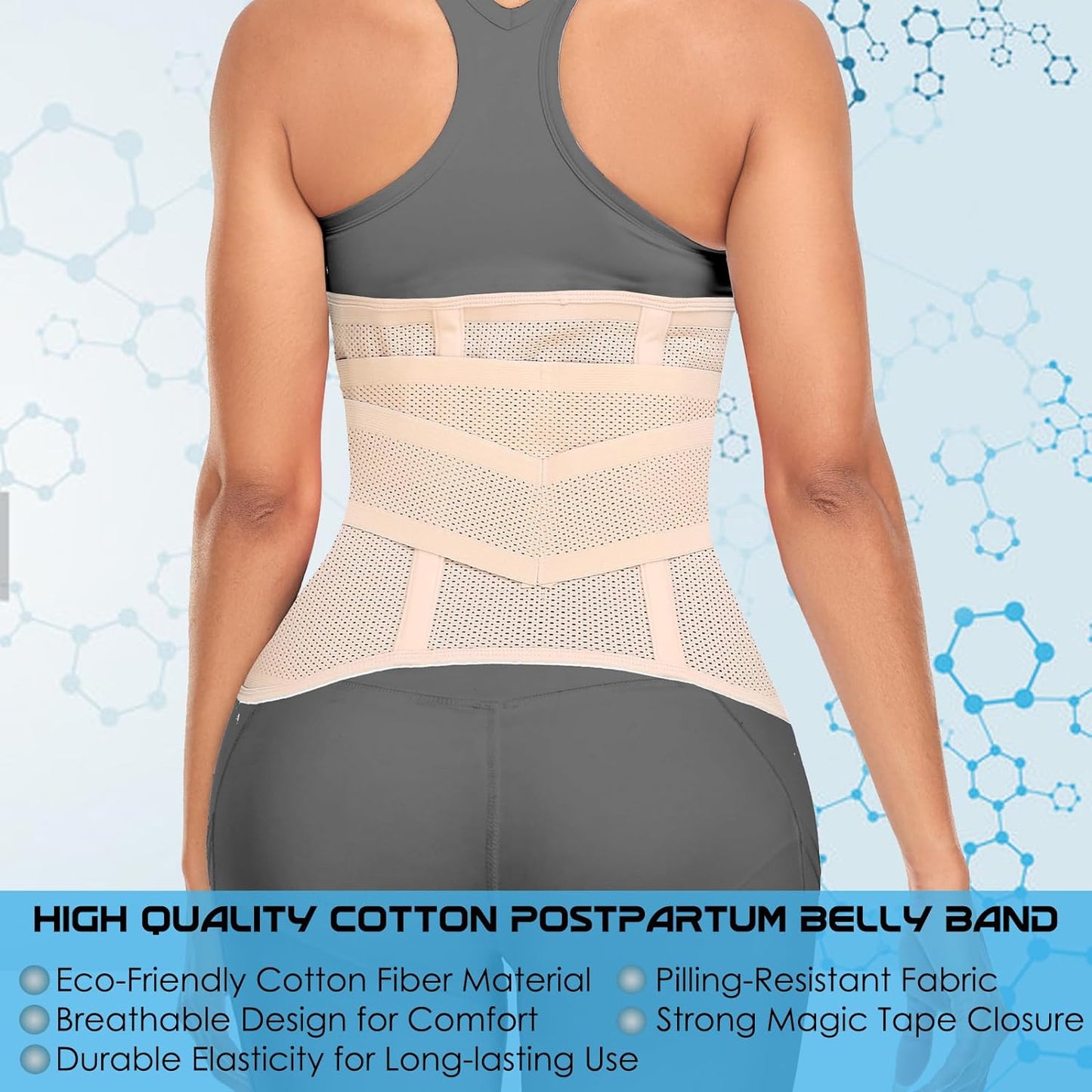 Postpartum Belly Band Support Recovery Wrap, Postpartum Essentials After Birth Brace, Slimming Girdles, Body Shaper Waist Shapewear, Post Surgery Pregnancy Belly Support Band (Large, 1-Black)