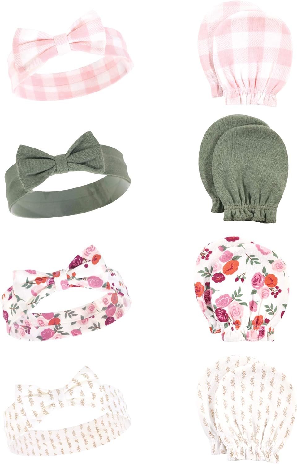 Hudson Baby Baby Girls' Cotton Headband and Scratch Mitten Set