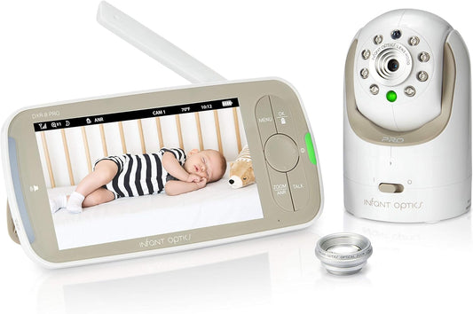Infant Optics DXR-8 PRO Video Baby Monitor, 720P HD Resolution 5" Display, Patent-Pending A.N.R. (Active Noise Reduction), Pan Tilt Zoom, and Interchangeable Lenses