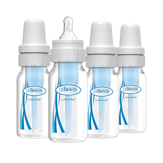 Dr. Brown's Natural Flow Anti-Colic Baby Bottle with Level 1 Slow Flow Nipples, 4oz, 4 Pack