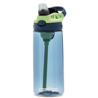 Contigo Aubrey Kids Cleanable Water Bottle with Silicone Straw and Spill-Proof Lid, Dishwasher Safe, 14oz 2-Pack, Blueberry & Cosmos