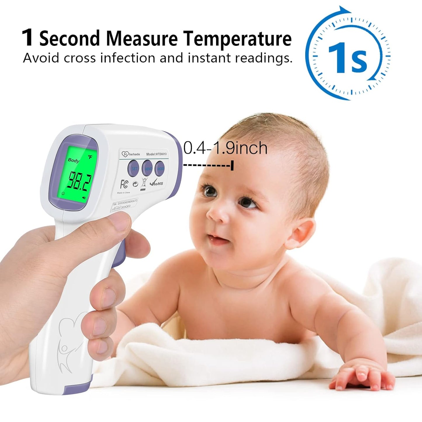 Digital Thermometer for Adults and Kids, No Touch Forehead Thermometer for Baby, 2 in 1 Body Surface Mode Infrared Thermometer with Fever Alarm and Instant Accuracy Readings