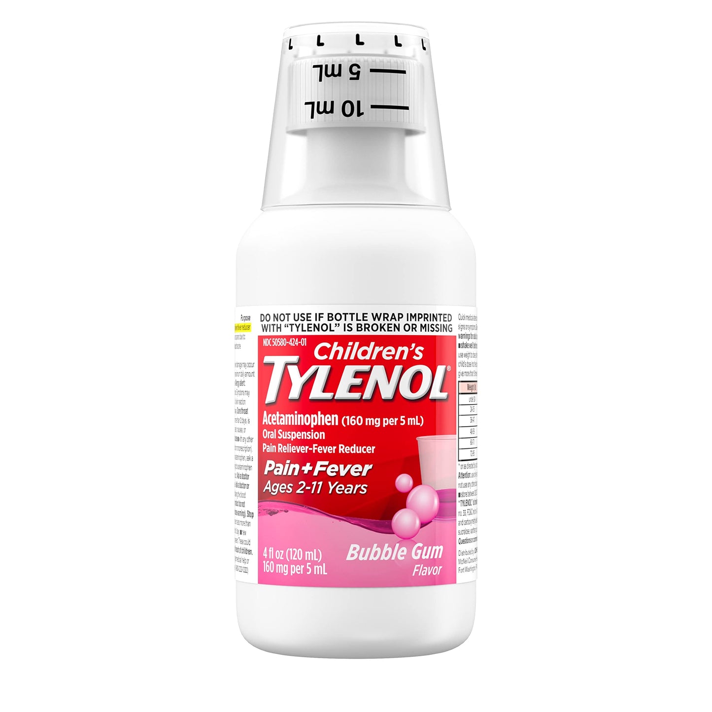 Tylenol Children's Oral Suspension Medicine with Acetaminophen, Cherry, 4 Fl Oz