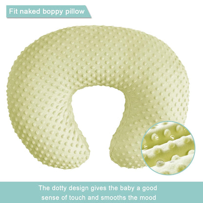 OWLOWLA 2Pack Nursing Pillow Covers Set White&Khaki Breastfeeding Pillow Slipcover Fits Naked Nursing Pillow for Baby Boy Girl(White/Khaki)