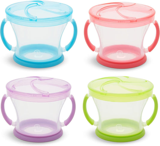 Munchkin® Snack Catcher® Toddler Snack Cups, 4 Pack, Blue/Green/Pink/Purple