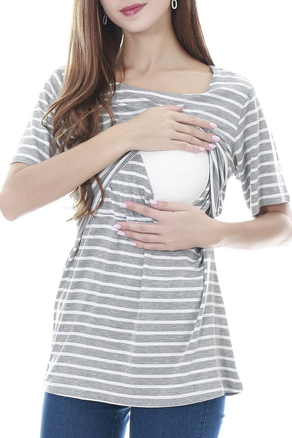Smallshow Women's Maternity Nursing Tops Short Sleeve Breastfeeding Clothes