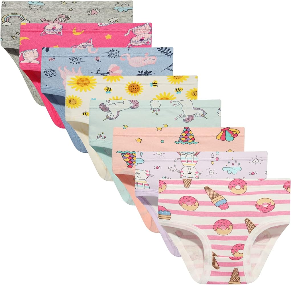 NEIYISHE Girls' Cotton Brief Breathable Toddler Panties Kids Assorted Underwears 6-8 pieces
