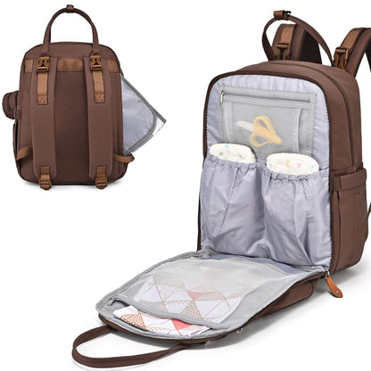 BabbleRoo Diaper Bag Backpack - Multi function Waterproof Diaper Bag, Travel Essentials Baby Tote with Changing Pad, Stroller Straps & Pacifier Case - Unisex, Dark Gray