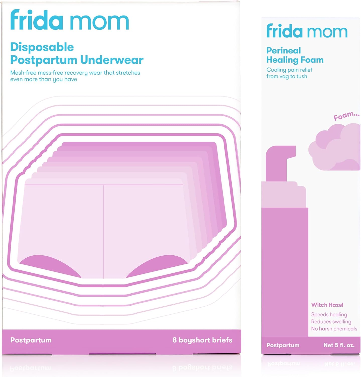 Frida Mom Perineal Medicated Witch Hazel Healing Foam for Postpartum Care, Relieves Pain and Reduces Swelling, White, 5 Fl Oz