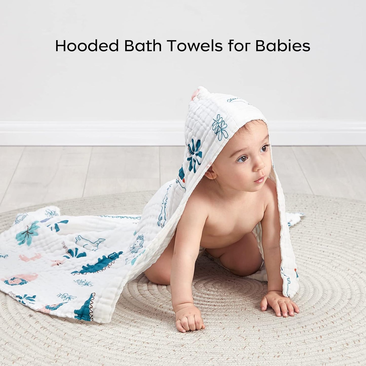 bc babycare Baby Bath Towel,100% Cotton Muslin Infant Towels, Baby Towels for Newborn Infant Bath Towels, Super Absorbent Hooded Baby Towels for Babies 2 Set, 37.4 * 37.4 Inch