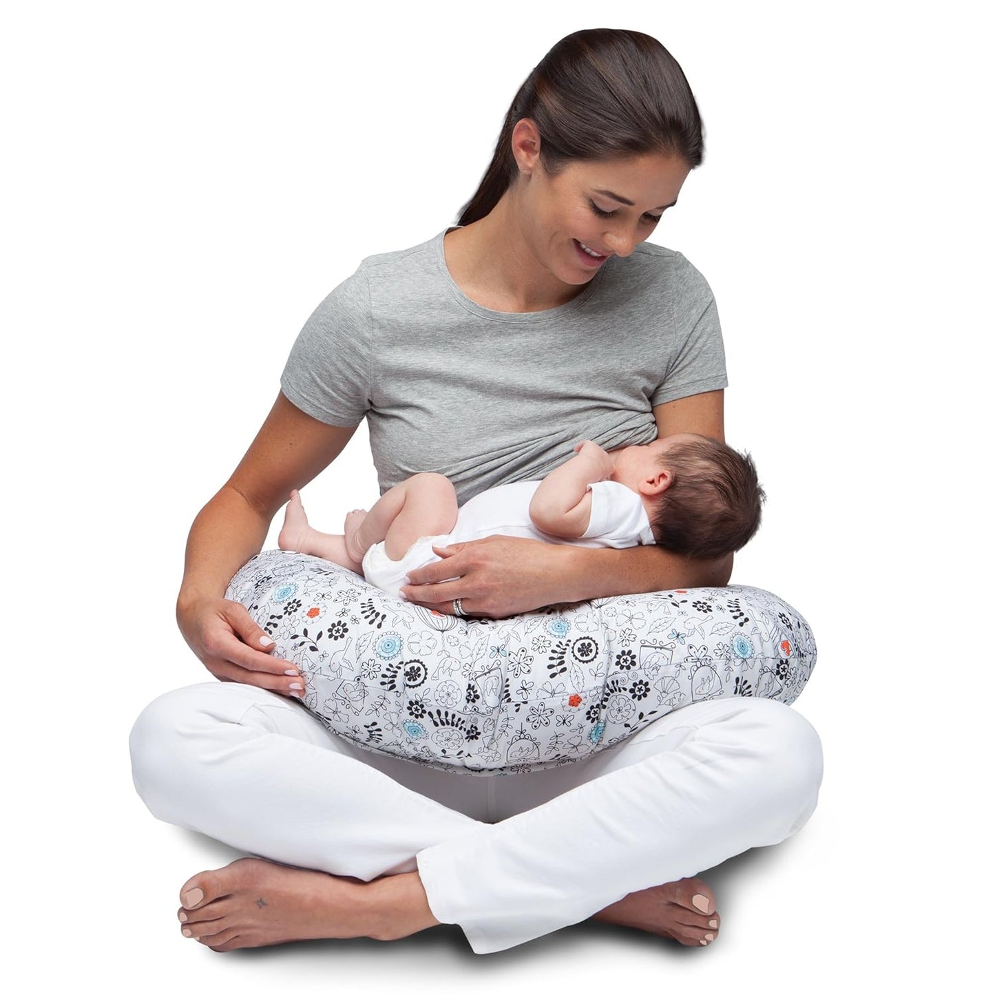 Boppy Original Blue Nursing Pillow - Ergonomic Hypoallergenic Support for Bottle & Breastfeeding