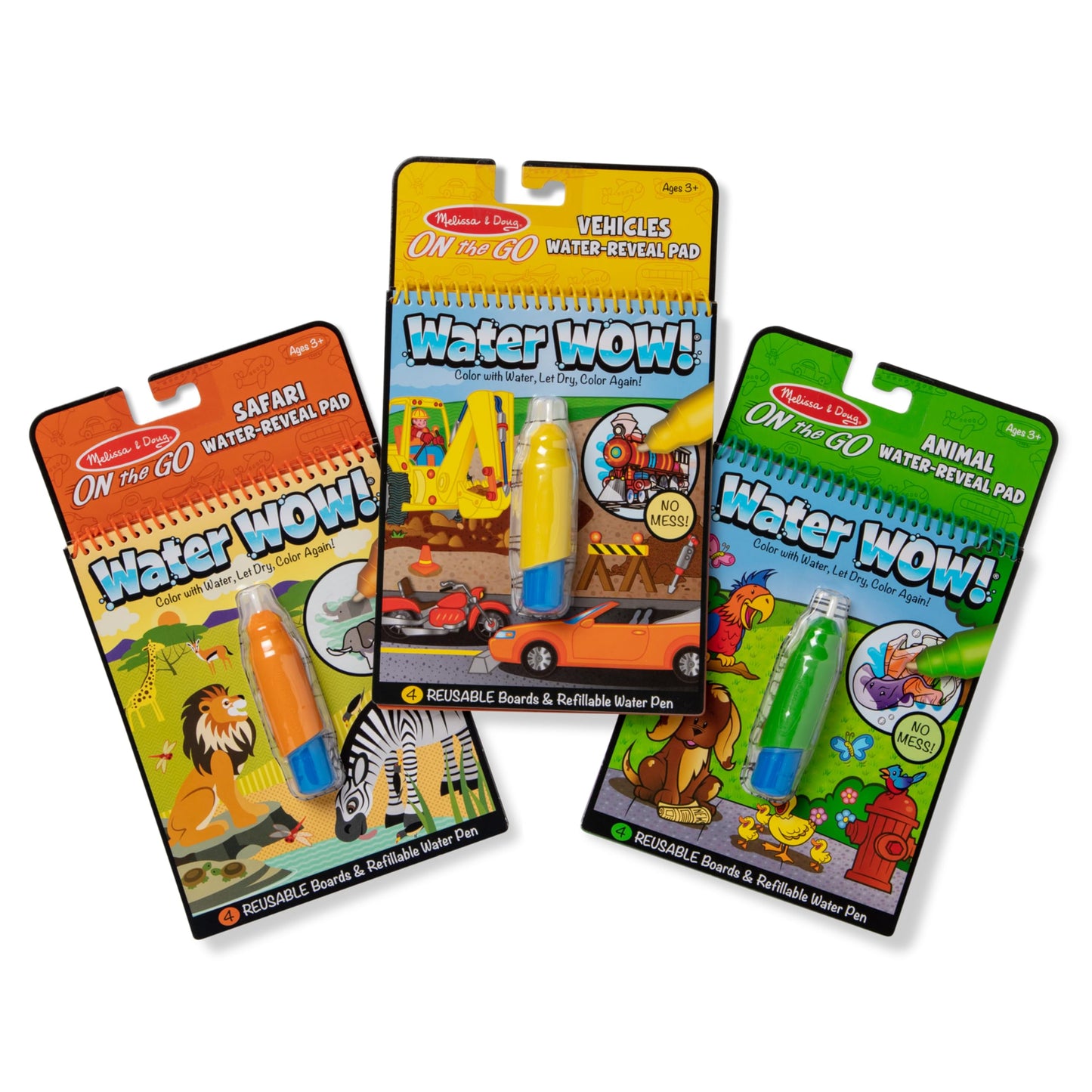 Melissa & Doug Water Wow! - Water Reveal Pad Bundle - Farm, Safari & Under The Sea, Gold, 1 Count (Pack of 3)
