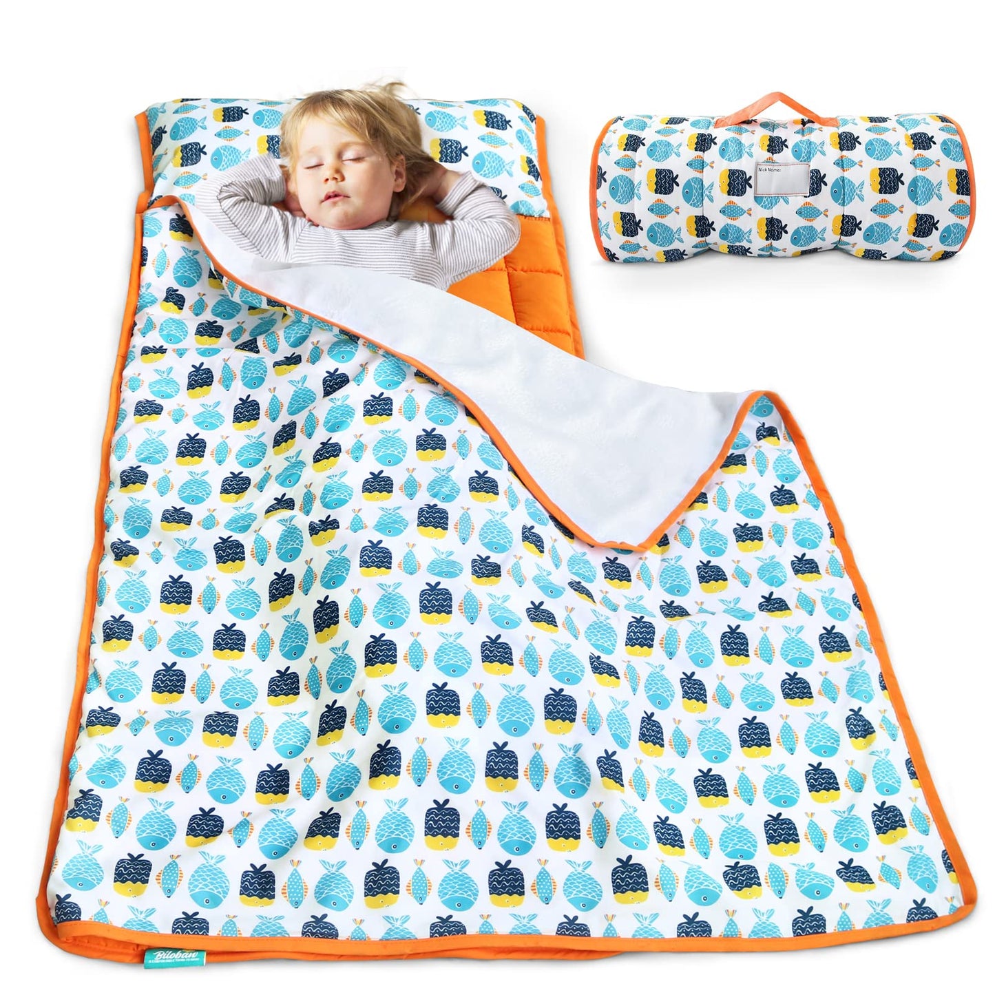 Toddler Nap Mat with Pillow and Fleece Blanket, Super Soft & Warm Kids Nap Mats for Preschool Daycare, Portable Travel Sleeping Bag for Toddlers (Quilted Improved Thickness)