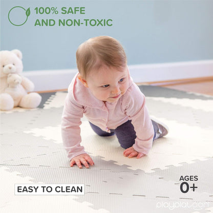 Play Platoon Non-Toxic Foam Puzzle Floor Mat, Comfortable, Extra Thick, Cushiony Play Mat for Toddlers, Kids & Adults, 36 Tiles (12"x12"), Square, Grey/Cream/Charcoal