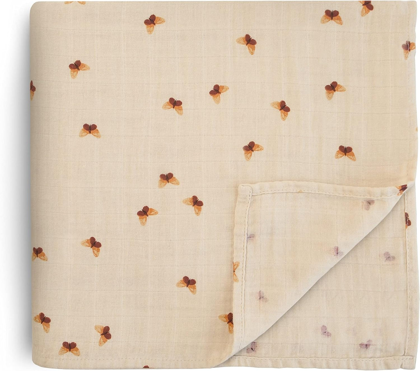 mushie Muslin Baby Swaddle Blanket | 100% Organic Cotton (Retro Flowers)