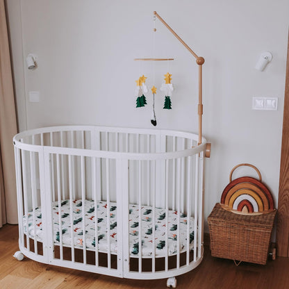 Sorrel + Fern Baby Crib Mobile (Starry Woodland Night, Short Evergreen) - Baby Shower Gift Nursery Decoration for Boys & Girls