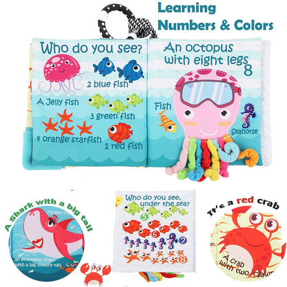 Baby Touch & Feel Books, Teething Toys, Ocean Animal Crinkle Books - For Infants & Toddlers Early Education