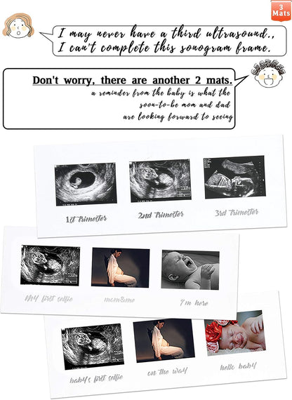 IHEIPYE Triple Sonogram Pregnancy Frame – Baby Ultrasound Picture Frame with Story for Expecting Parents, Baby Shower Frame, Baby Grow Through All Three Trimesters Frame, Nursery Decor, Black