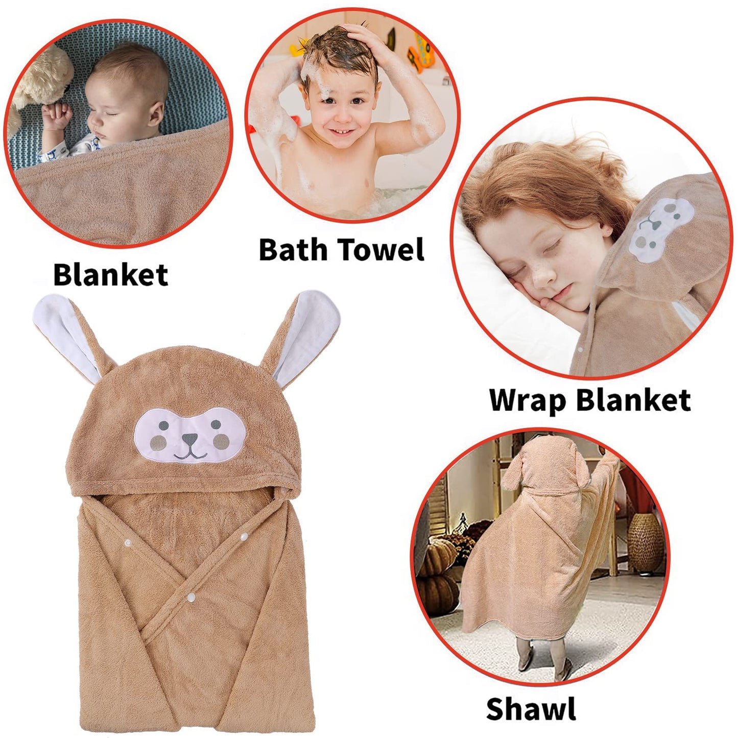 Visen Premium Hooded Towel for Kids,-28×55 INCH Large Size Kids Bath Towel,Ultra Soft Hooded Towel Wrap for Boys Girls