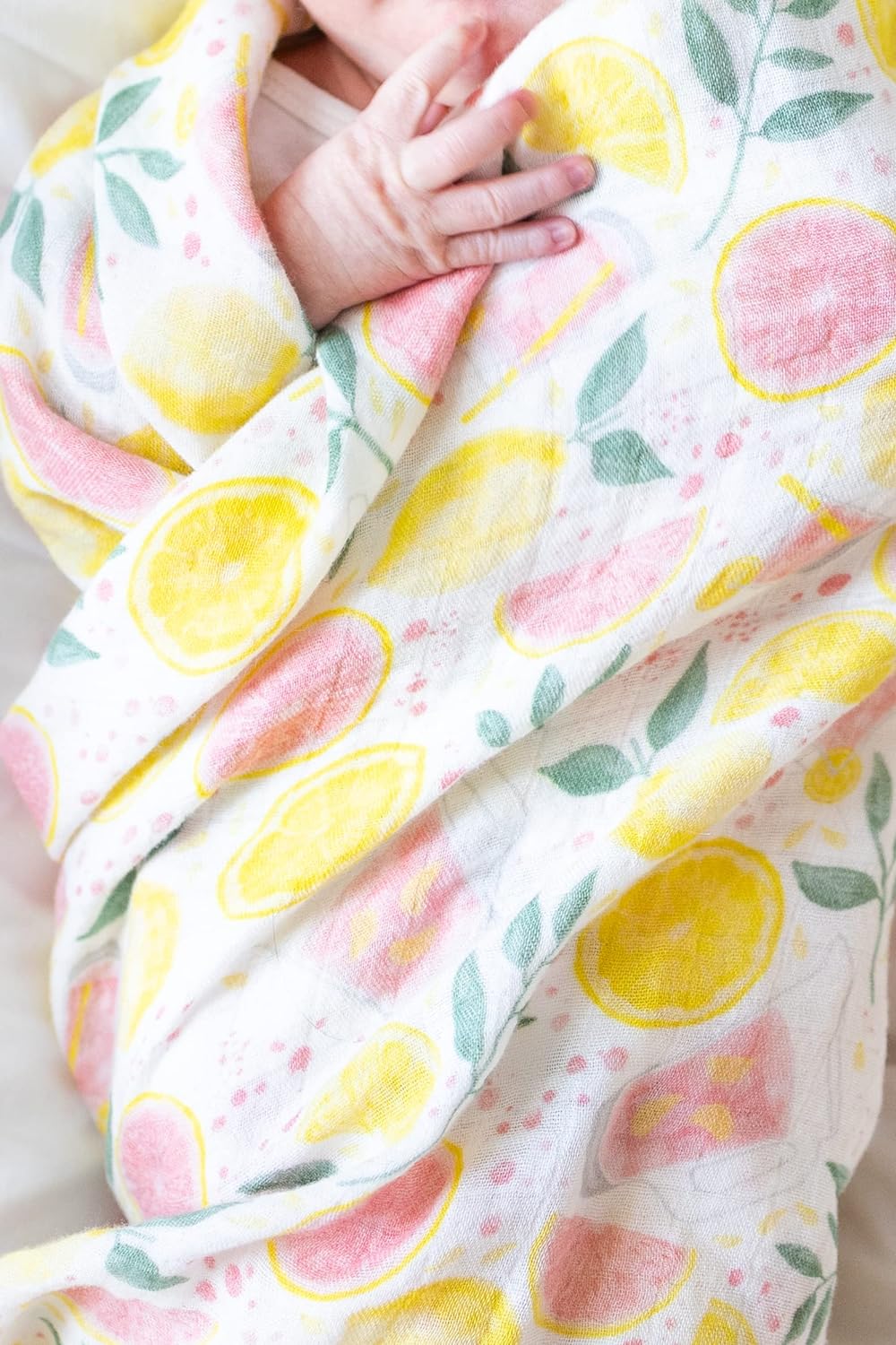 Florida Kid Co. Pink Lemonade Baby Swaddle Blanket - 70% Viscose from Bamboo/ 30% Cotton Muslin - Silky Soft, Breathable, Lightweight, Large - 47 in. x 47 in.