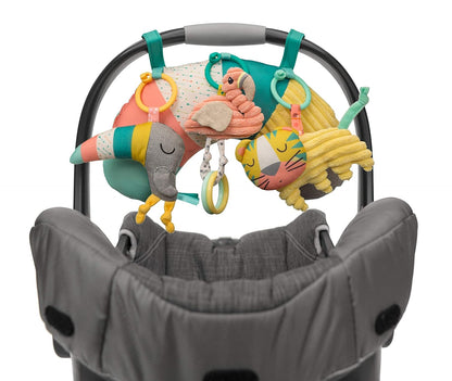 Infantino 4-in-1 Deluxe Twist & Fold Activity Gym & Play Mat, Tropical - Includes linkable Toys, Musical Monkey, Mirror and Bolster Pillow, for Newborns, Babies and Toddlers