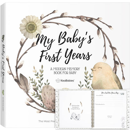 First 5 Years Baby Memory Book Journal - 90 Pages Hardcover First Year Keepsake Milestone Baby Book For Boys, Girls - Baby Scrapbook - Baby Album And Memory Book (SeaWorld)