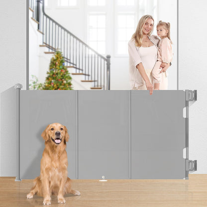 Likzest Retractable Baby Gate, Mesh Baby and Pet Gate 33" Tall, Extends up to 55" Wide, Child Safety Baby Gates for Stairs Doorways Hallways, Dog Gate Cat Gate for Indoor and Outdoor (Black)