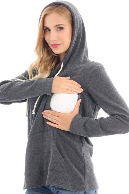 Bearsland Women's Maternity Sweater Clothes Nursing Sweatshirt Breastfeeding Hoodie With Pockets