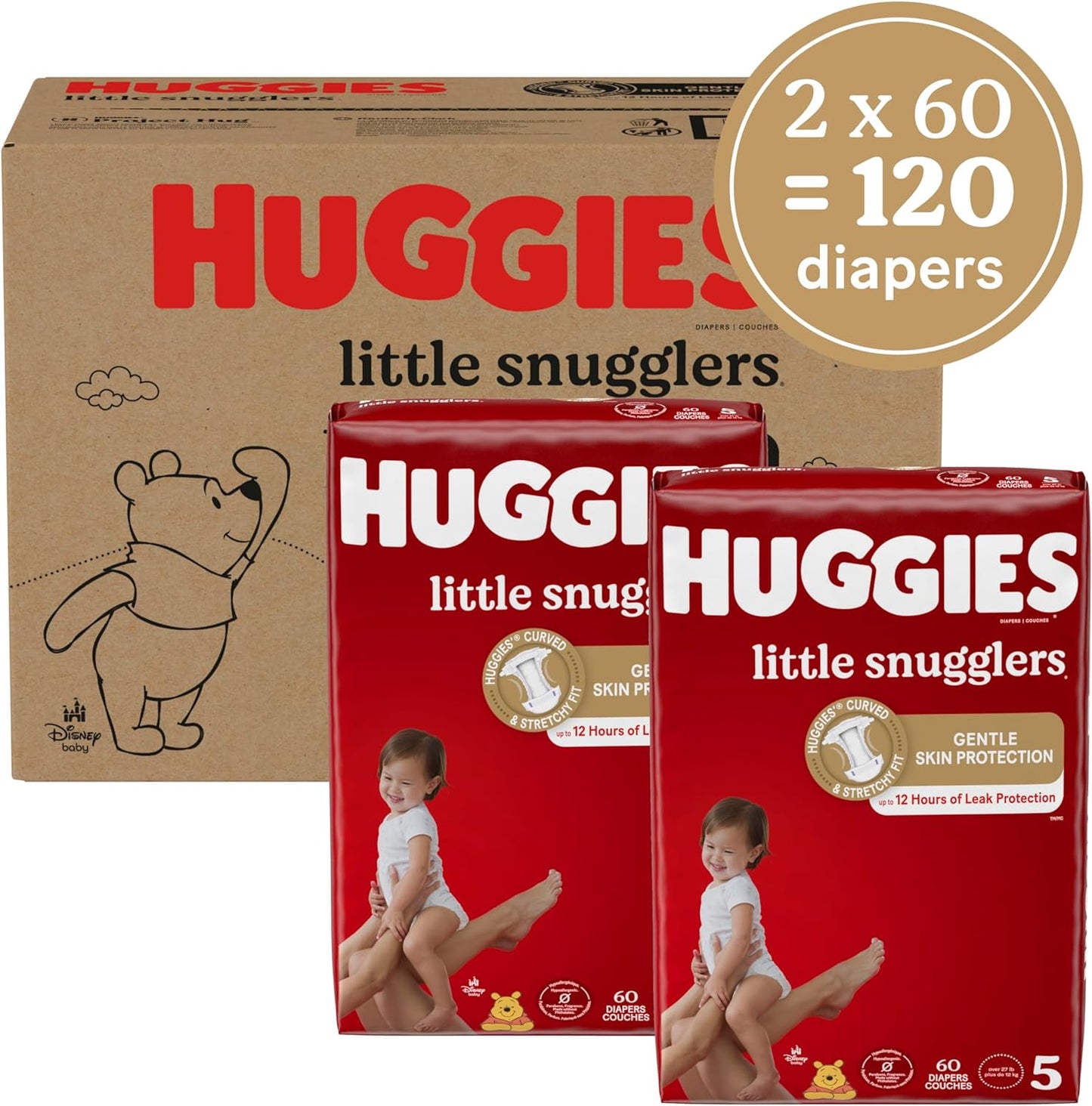 Huggies Newborn Diapers, Little Snugglers Baby Diapers, Size Newborn (up to 10 lbs), 128 Count