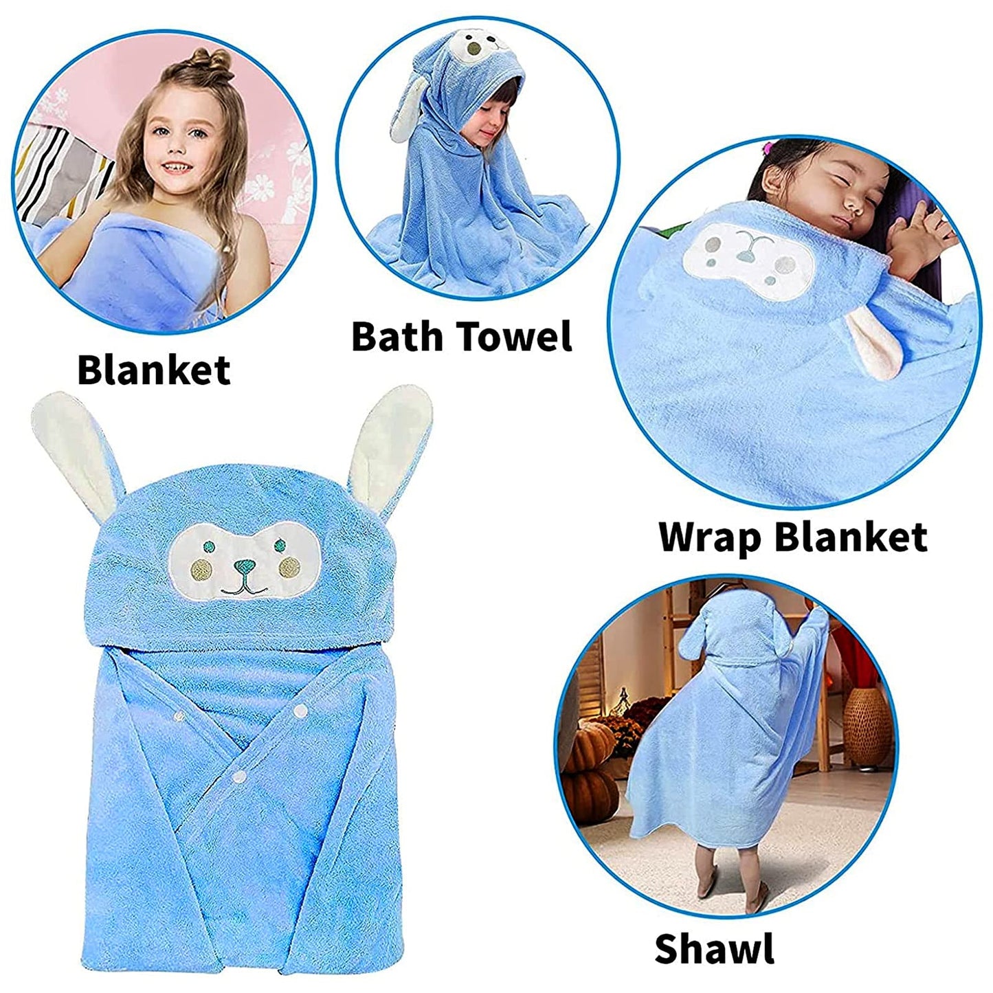Visen Premium Hooded Towel for Kids,-28×55 INCH Large Size Kids Bath Towel,Ultra Soft Hooded Towel Wrap for Boys Girls
