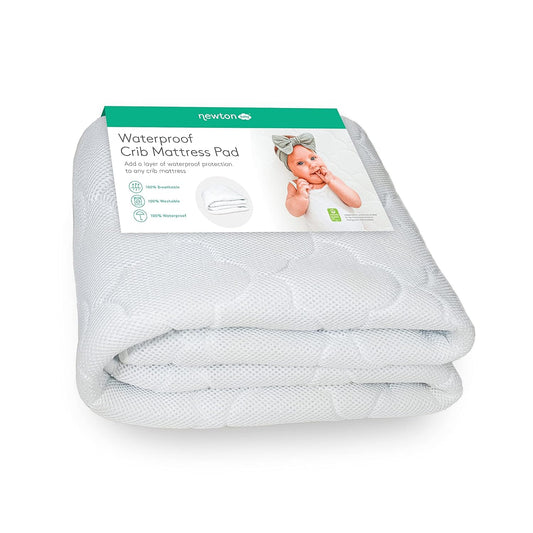 Newton Baby Waterproof Crib Mattress Pad | 100% Breathable Quilted Layer for Comfort & Universal Fitted Skirt for Secure Fit | Machine Washable | Crib Mattress Protector Pad Waterproof, 1 Pack