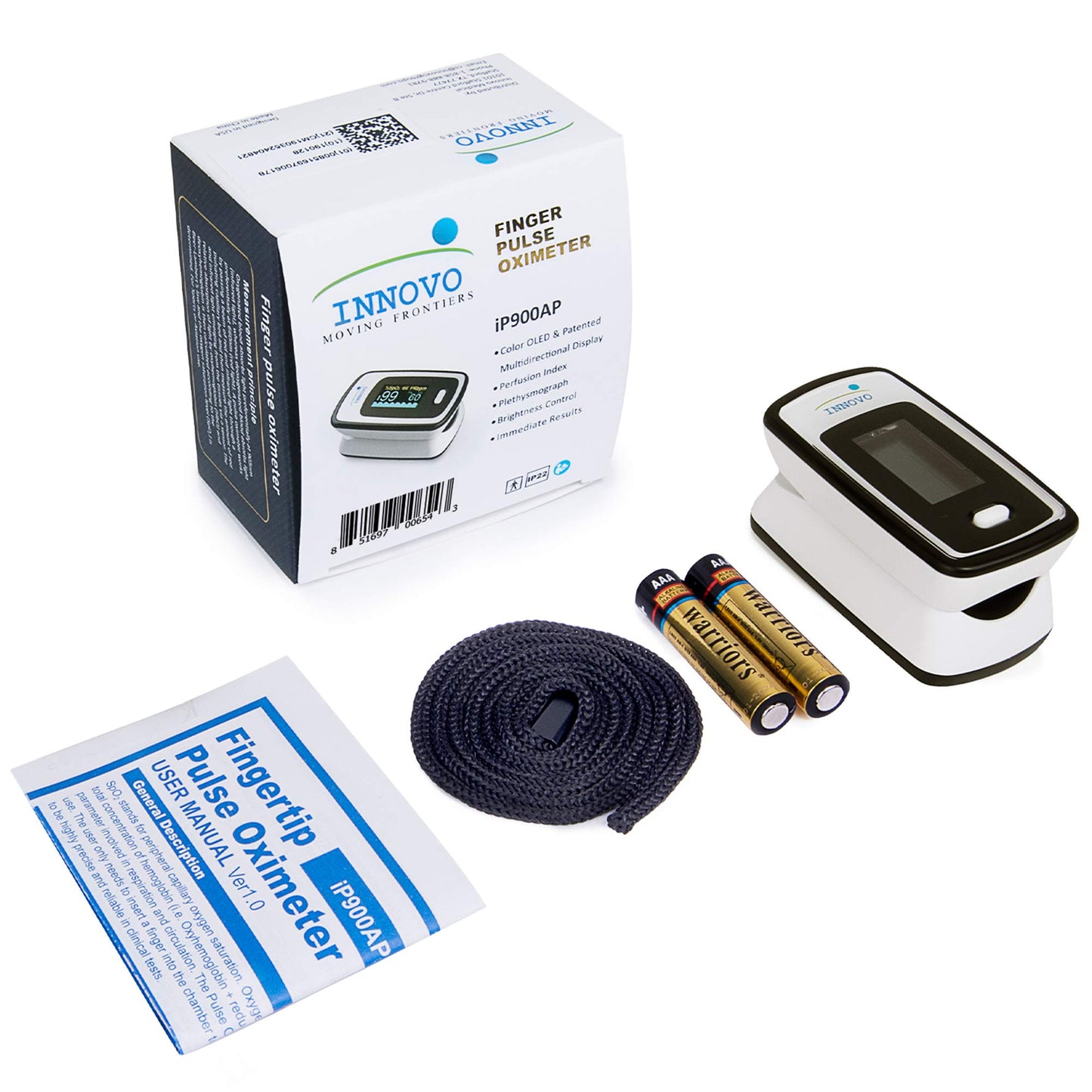 Innovo Deluxe iP900AP Fingertip Pulse Oximeter with Plethysmograph and Perfusion Index (Off-White with Black)